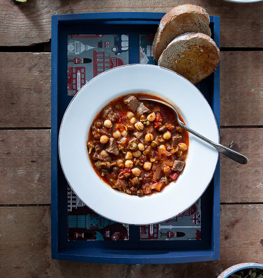 DRIED OKRA STEW WITH LAMB, HEARTY TURKISH MAIN