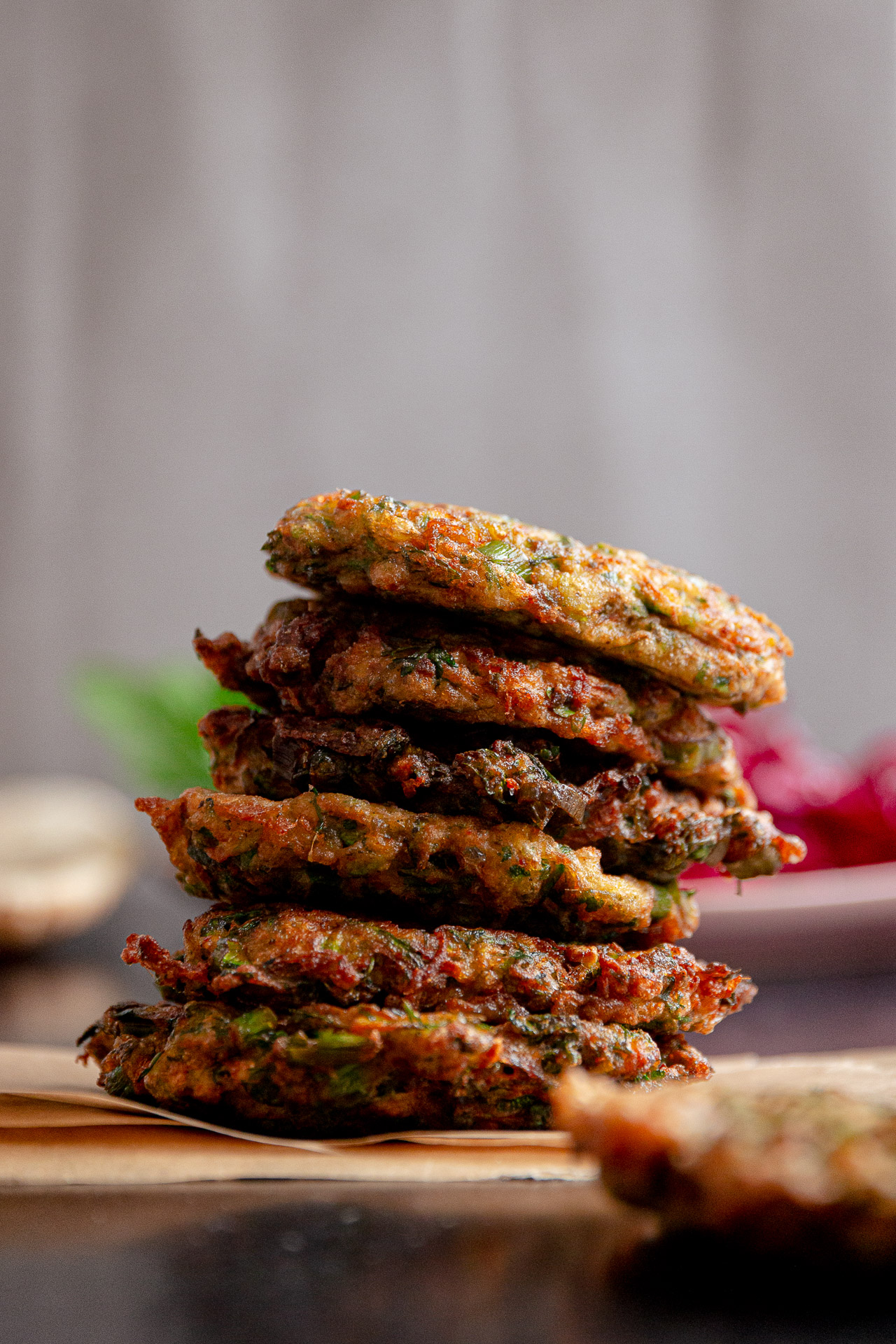 COURGETTE FRITTERS, CRISPY ON THE EDGES, SOFT IN THE MIDDLE