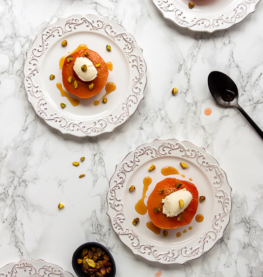 QUINCE DESSERT WITH CLOTTED CREAM ICECREAM